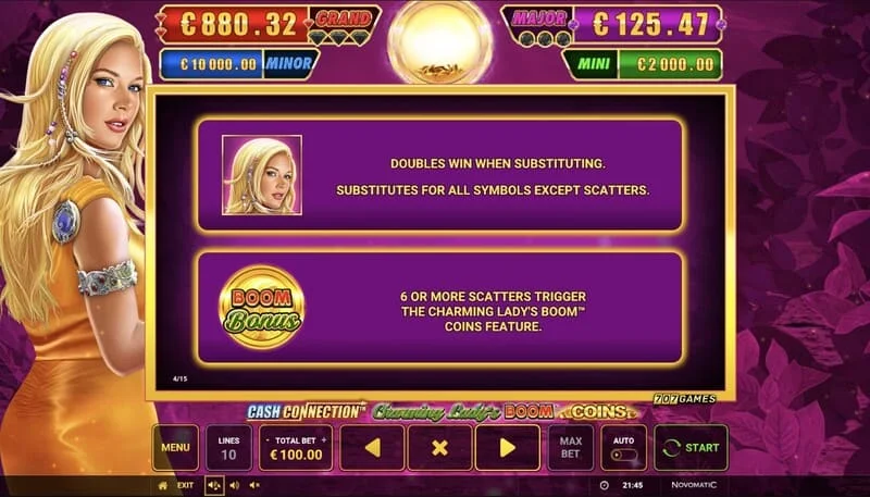 Cash Connection - Charming Lady's Boom Coins - 7×5グリッドでBoom Coinsラウンドが開始