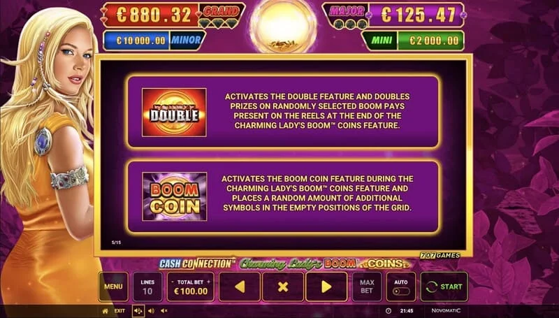 Cash Connection - Charming Lady's Boom Coins - マルチプライヤー付きの固定Boom Coin